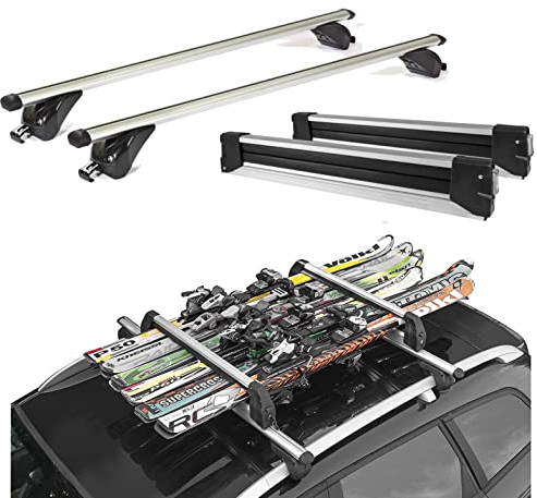 Dachträger aus Aluminium + Skihalterung für BMW X1 (F48) ab 2015 mit integriertem Railing