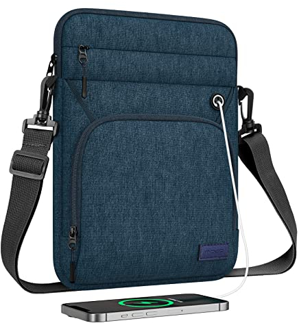 MoKo 9-11 Pollici Tablet Sleeve Bag, Si Adatta 11 Pollici iPad Air M3, iPad A16 2025, PRO 11 M4, iPad 10/9/8/7th, Tab S8/S9 11, Borsa Multifunzionale con Spalla e Porta Cuffie, Indaco