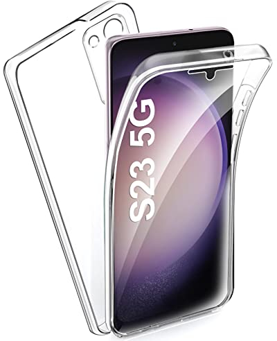 FLLAO Coque Compatible avec Samsung Galaxy S23 5G, Transparent Housse Silicone TPU Gel et PC Rigide 360 Degres Protection Anti Choc Full Body Etui Case Phone Samsung S23 5G Transparent