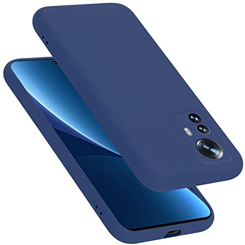 Cadorabo Hülle kompatibel mit Xiaomi 12 PRO Hülle Silikon Handyhülle für 12 PRO Case aus flüssigem Silikon- Kratzfeste und stoßfeste dünne TPU Schutzhülle - Liquid BLAU