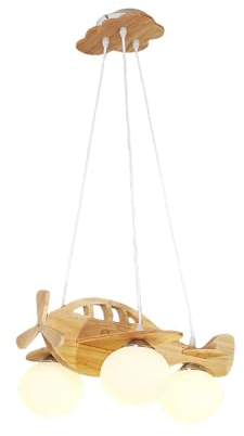 GHiycotdl Kronleuchter Kinderzimmer aus Holz, Flugzeug Mädchen & Junge Deckenpendelleuchte Kinderlampe für Wohnzimmer Schlafzimmer Flur und Kinderzimmer 50cm