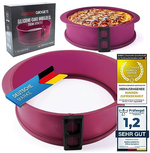 Silikon Springform Antihaftbeschichtete Kuchen Backform (Silikonform mit Glasboden XL)