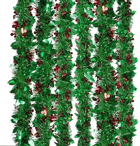 6pz Ghirlanda Natalizia 2m Ghirlanda Natale Artificiale Festone Addobbi Natalizi Decorazione per Albero di Natale Camino Scale Porta Esterni Interni Capodanno (Verde)