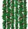 GEBETTER 6Pcs x 2m Guirnaldas Navidad, Espumillon Árbol Navidad, Oropel Hojas Verdes Bayas Rojas, Decoración Navideña Adorno Escalera Chimenea Pared Techo Ventana Hogar Fiesta Regalo (Verde)