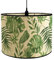 FANSU Abat-Jour en Bambou Classique Imprimé Plantes Vertes Tambour Abat-jour, Remplacement Abat, Jour Fait à la Main, pour Lampe de Table,Suspension,Lampe de Chevet,Lampadaire (feuille de palmier)