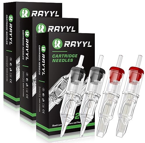Rayyl 60 Stück Cartridge Set Einweg #12 3RL 5RL 7RL 7RM 9RM 11RM Permanent Make-up Round Liner Curved Magnum 0.35mm Cartridge für Anfänger und Künstler