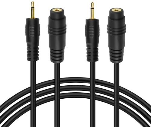 XMSJSIY 2.5mm Extension Cable Male to Female Audio Adapter Extender Cord, 2.5mm TS Mini Mono Audio Plug Jack Cable for Headset Headphone Mic/Microphones, Smartphone - 2PCS - 1.8M