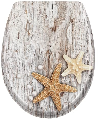 LILIIN Abattant de WC avec système d'abaissement automatique, fonction Quick Release pour un nettoyage facile, antibactérien, en Duroplast - Étoile de mer nacrée