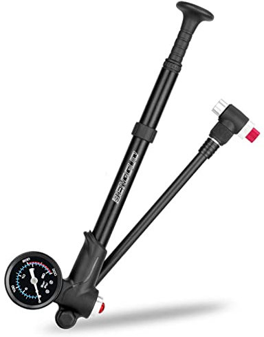 Sunydog Fahrrad-Stoßdämpferpumpe mit Manometer 300 PSI Hochdruck-Fahrrad-Reifenfüller-Luftpumpe für Fahrradgabel und Hinterradaufhängung(Schwarz,S)