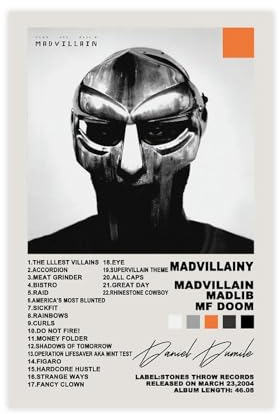 Yeepi MF Doom Madvillainy Album-Poster, Leinwandposter, Leinwandposter, Wandkunst, Dekordruck, Bild, Gemälde für Wohnzimmer, Schlafzimmer, Dekoration, ungerahmt, 30 x 45 cm