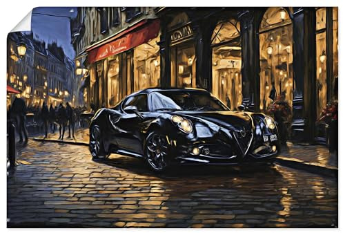 ARTLAND Wanddeko Poster & Kunstdrucke Wandposter 60x40 cm Auto Sportwagen Alfa Romeo 4C Schwarz Brüssel U5CX