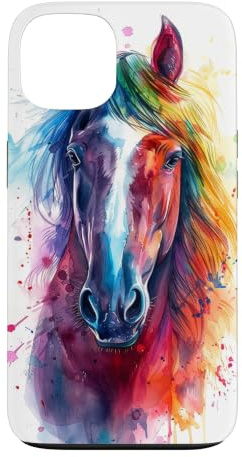 Buntes Pferd Aquarell Pferd für Pferdeliebhaber Hülle für iPhone 13