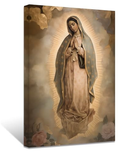 ZXHYWYM Jungfrau Maria Bild Jesus Mutter Porträt Bilder Vintage katholische Poster Drucke Jungfrau Maria betet spirituelle Leinwand Kunstwerk Esszimmer Dekor (Bild, (30.00 x 45.00 cms))