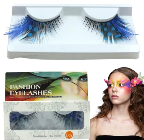 Faux Cils Naturel,Faux Cils,Fake Lashes,Les Cils Magiques, Les Cils à Plumes,Décoration glamour pour fête, carnaval, faux bal, scène, Halloween