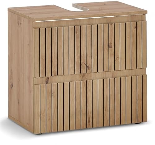 Stella Trading Austin Mueble bajo Lavabo, Aspecto, Certificado FSC, Armario de baño con Mucho Espacio de Almacenamiento, Madera de ingeniería, Artisan Roble Salvaje, 60 x 57 x 36 cm