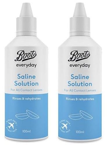 Boots Everyday - Saline Solution | for All Contact Lenses | Rinses & Rehydrates | 100ml [Twin Pack] [Packaging May Vary] [Travel Size]