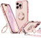 XYZ for iPhone 16 Pro Case with Stand, Heart Lanyard for Girls Women, Luxury Cute Bling Protective Phone Cover for iPhone 16 Pro, Pink