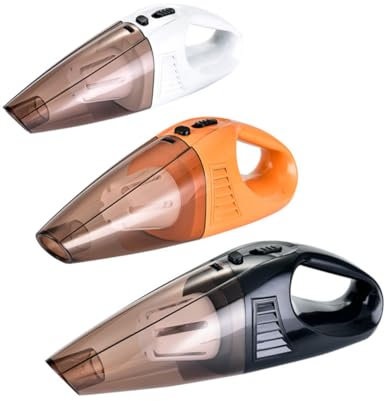 WHAMVOX 12v Wired Auto Vacuum Cleaner Handheld Lightweight Powerful Dust Remover for Car Wet and Dry Use Transparent Dust Bin Low Noise Black