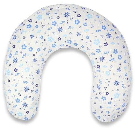 pic Bear Nackenkissen Sternenhimmel | Baby Nackenhörnchen 100x21 cm | ergonomische & anschmiegsame EPS-Mikroperlen-Füllung | TÜV Zertifiziert | Baby Kind Kuschelkissen (Flower Blue)