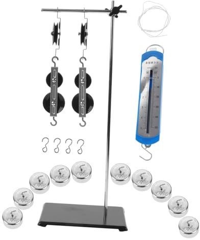 MUSISALY Experimenteller Flaschenzugsatz Mit Höhenverstellbarer Halterung Metall Hakengewichte 50g Physik Lehrmittel Für Mechanikunterricht