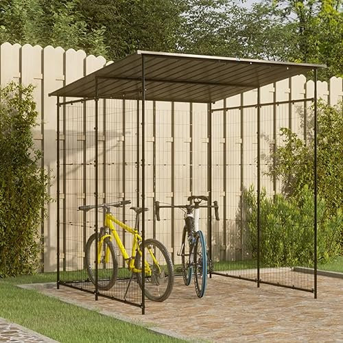 ShGaxin Fahrradschuppen, Fahrradgarage, Fahrrad Garage, Gerätehaus, Fahrrad Unterstand, Lagerschuppen, Geräteschrank, 190x190x222 cm Stahl Schwarz