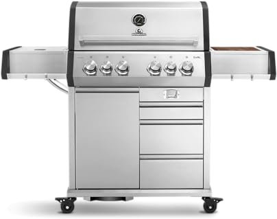 BURNHARD Big EARL 4-Brenner Gasgrill Edelstahl inkl. Heckbrenner, mit Edelstahl Grillrost & inkl. Abdeckhaube, Seitenkochfeld mit Infrarot Keramikbrenner