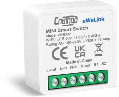 CNBINGO Smart Lichtschalter Modul, eWeLink APP, Passt hinter Traditionelle Wandschalter, WLAN Mini DIY Schalter Relais Modul, 2 Wege, Kompatibel mit Alexa und Google Assistant