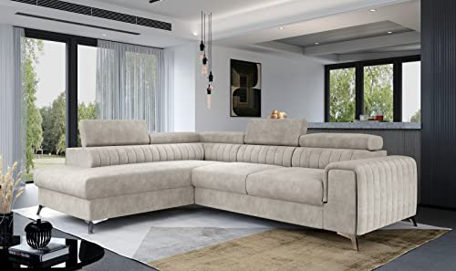 Generisch Couchgarnitur Sofa Sofagarnitur Laureen mit Schlaffunktion Bettkasten Wohnlandschaft Lau_ 03 in Dora 21 Links