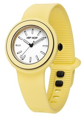HIP HOP, Hero.Dot Bezel, Damenuhr, Sketch-Zifferblatt mit Leuchtindexen, umweltfreundliches Silikonarmband, Gehäuse 34 mm, wasserdicht