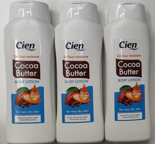 Cocoa Butter Body Lotion – 3 x 500ml – For Very Dry Skin – Vitamin E Enriched – 24-Hour Moisture – Bulk Hydration Pack