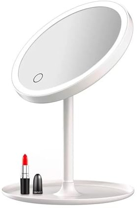 Well Home Spiegel mit wiederaufladbaren und verstellbaren LED-Lichtern und USB-Ladegerät, Ø 18,5 x 27 cm