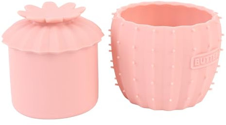 Kuuleyn Butter Crock con coperchio, coperchio in plastica Flip Top, custode del burro in silicone per cucina (rosa)