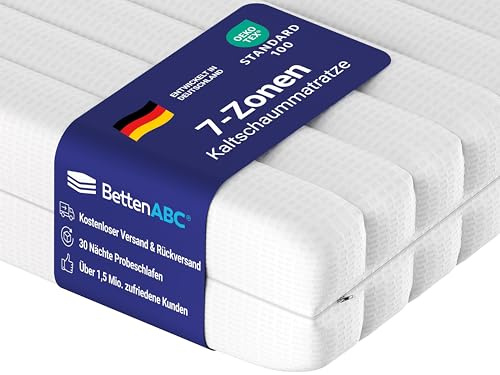 BettenABC - Matratze (KSP-500) - 80x200 cm - Wendematratze mit 2 Härtegraden (H3/H4) - 7-Zonen Matratze aus Hybridschaum - Hypoallergen & Antibakteriell - Oeko-TEX® Zertifiziert - Paketlieferung