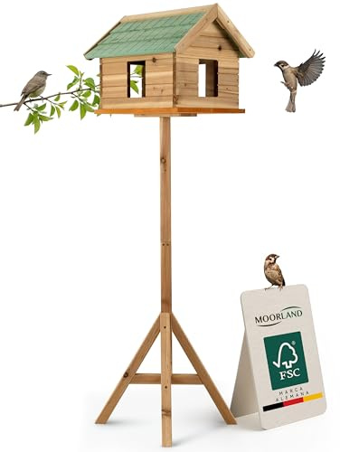 Moorland Casa per Uccelli con Finestre e Supporto in Legno di Abete FSC®