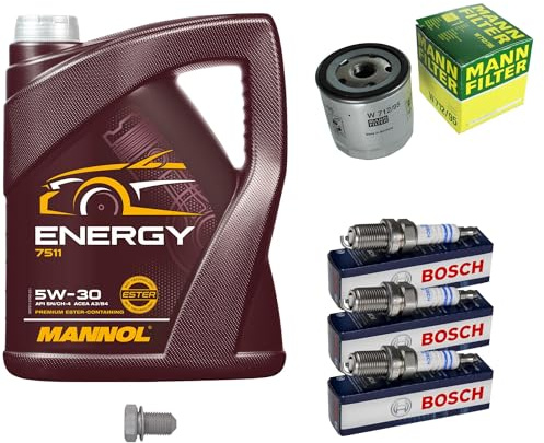 EISENFELS Inspektionspaket enthält 5 L Motoröl Energy 5W-30 Ölfilter Zündkerze Verschlussschraube für Polo 6R 6C 1.2 TSI 16V AW1 BZ1 1.0 Golf Sportsvan AM1 1.4 AN1