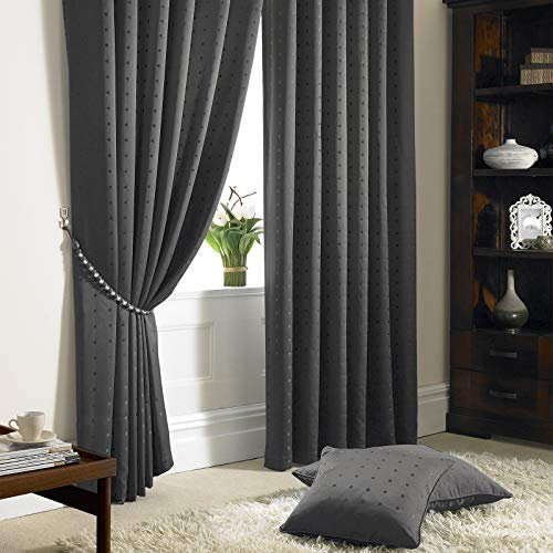 Alan Symonds Madison Pencil Pleat Taped Top Lined Curtains - Charcoal (90 x 108)