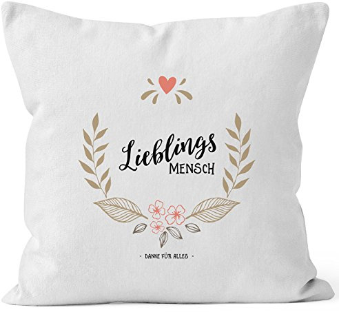 MoonWorks Kissenbezug Lieblingsmensch Geschenk Kissen-Hülle Deko-Kissen 40x40 Baumwolle Weiss 40cm x 40cm