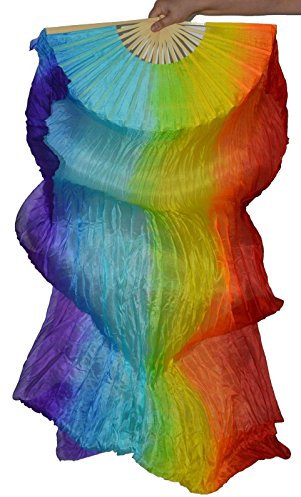 Tanzbekleidung & Accessories Schleierfächer Tanz Fächer Fächerschleier Seidenfächer Flügel Bauchtanz 1 Paar Bunt 4