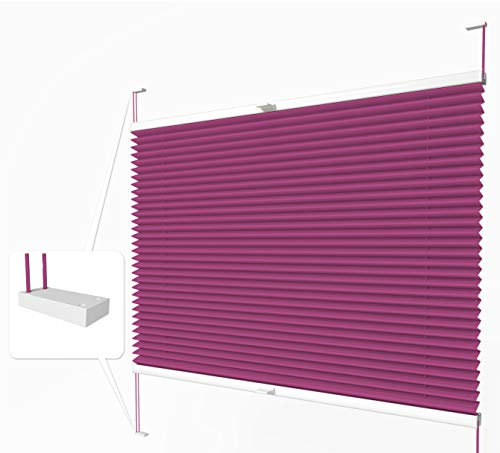 Home-Vision® Premium Plissee zum Anschrauben in der Glasleiste Innenrahmen (Rosa, B25cm x H200cm) Blickdicht Plissee Jalousie mit Halterungen zum Bohren, Sonnenschutzrollo Rollo