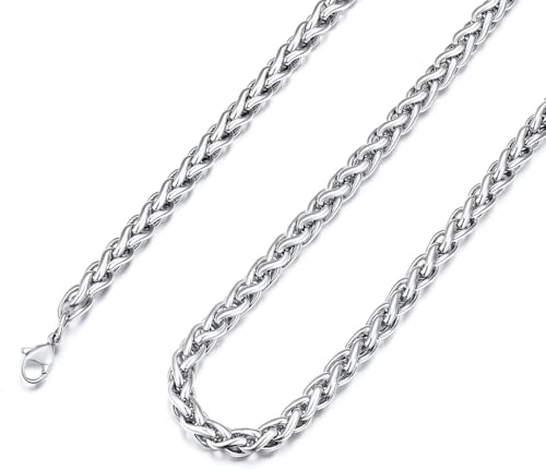 U7 Collana Uomo Acciaio Inossidabile Catena Spiga da 3/6/9mm Lungha 46-76cm | Catena Uomo Grano Acciaio Inossidabile; Robusta Ipoallergenica Robusta; Colore Argento/Oro/Nero; Confezione Regalo per Uomo