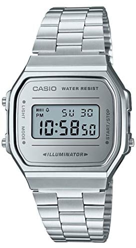CASIO Unisex Erwachsene Armbanduhr Digital Quarz Edelstahl A168WEM-7EF