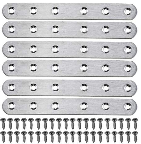 Conector de placa plana de acero inoxidable, soporte recto para estante con tornillos, 6 unidades, 160 x 20 x 3 mm