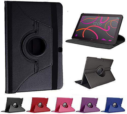 MUNDDY- Funda GIRATORIA 360º con Soporte para BQ Aquaris M10 10.1 Pulgadas,rotable 360° (Protector Cristal Templado Opcional) (Negro) …