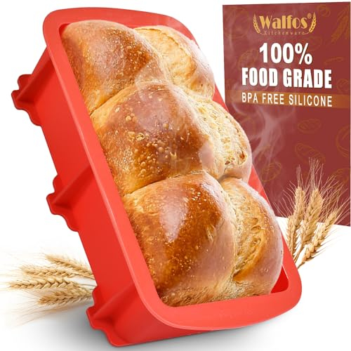 Walfos Silikon-Kastenform, 1 Stück (22,9 x 12,7 x 6,3 cm), antihaftbeschichtet, große Kastenform aus Silikon, einfach herausspringen. Perfekt für Brot, Kuchen, Brownies, Hackbraten, spülmaschinenfest