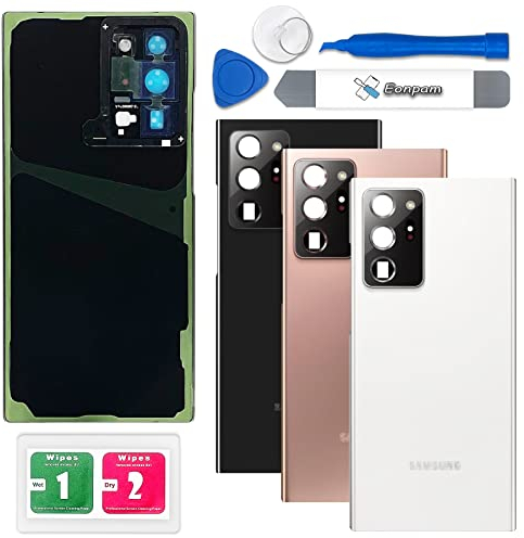 Eonpam Akkudeckel für Samsung Galaxy Note 20 Ultra N985, N986 Rückseite Glas Original Backcover Back Glas Ersatz Reparatur Set mit Kameraobjektiv (Weiß)