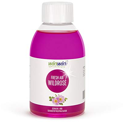 winwinCLEAN® Veganes Raumluftdeo 'WILDROSE' I Luftreinigungs-Konzentrat I Für Luftreiniger, Air Purifier & Raumluftreiniger mit Wasserfilter I Entfernt Pollen, Staub, Tierhaare, Schimmel, I 250ml