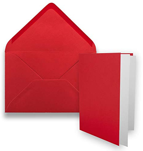 FarbenFroh by GUSTAV NEUSER 25x DIN B6 Faltkarten Set mit Umschlägen in Rot - 120 x 170 mm - inkl. weißem Einlege-Papier - ideal für Einladungskarten, Hochzeit, Taufe, Kommunion, Konfirmation