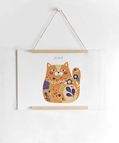 kartenkuss.de yes, we cat Kinder-Poster mit Posterleiste, Motiv jawecat, Poster und magnetische Posterschiene aus Holz mit Aufhängeschnur (mattes Premium-Papier 135g/m², DIN A3)