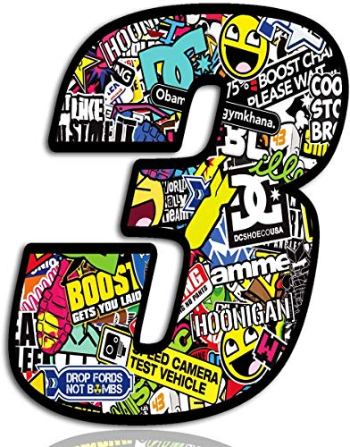 Biomar Labs® Startnummer Nummern Auto Moto Vinyl Aufkleber Bomb Sticker Stickerbomb Motorrad Motocross Motorsport Racing Nummer Tuning (3) N 203
