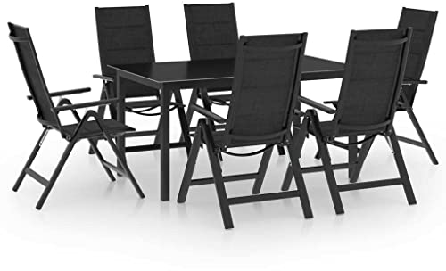 vidaXL Gartenmöbel Set 7-TLG. Gartengarnitur Sitzgarnitur Gartenset Sitzgruppe Gartentisch Gartenstuhl Tisch Stühle Aluminium Anthrazit